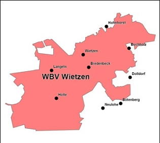 Karte WBV Wietzen © Kreisverband für Wasserwirtschaft Nienburg